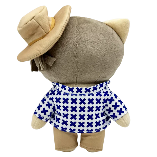 THE BAD BENITO pop plush collectible — music soft sculpture showing wide-brim desert hat with heart embroidery and side tassel