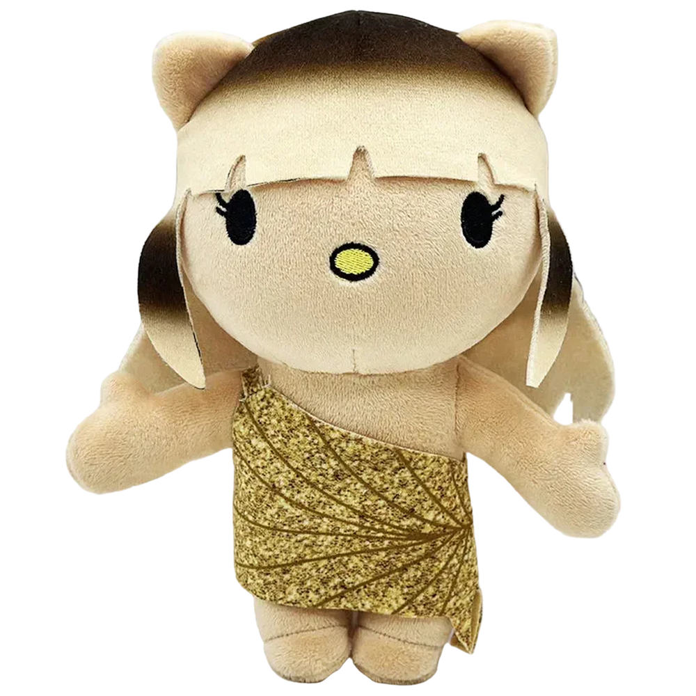 THE GOLDEN BLADE R&B plush collectible, soft sculpture in one-shoulder gold-leaf metallic wrap dress