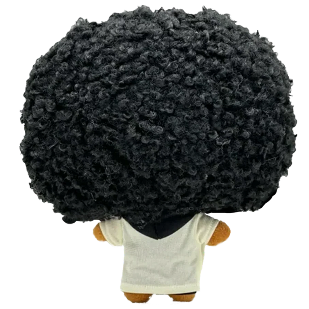 THE DEAD MAN R&B plush collectible, structured lapels, black base layer and technical eyewear on music icon figure