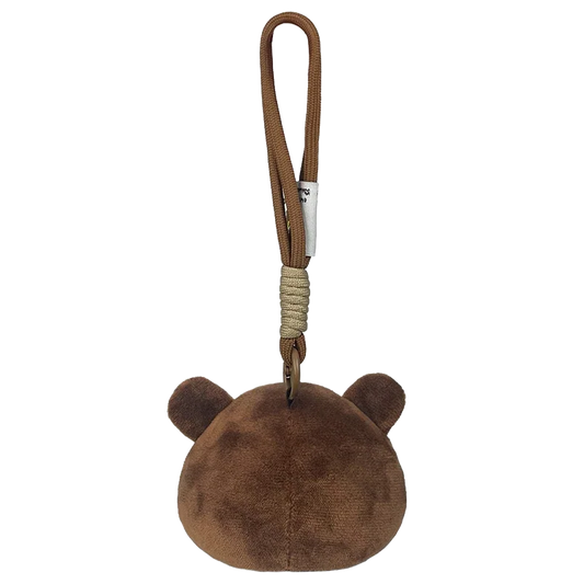 THE DROPOUT BEAR HEAD bear plush collectible, tan tactical rope lanyard with coil wrap