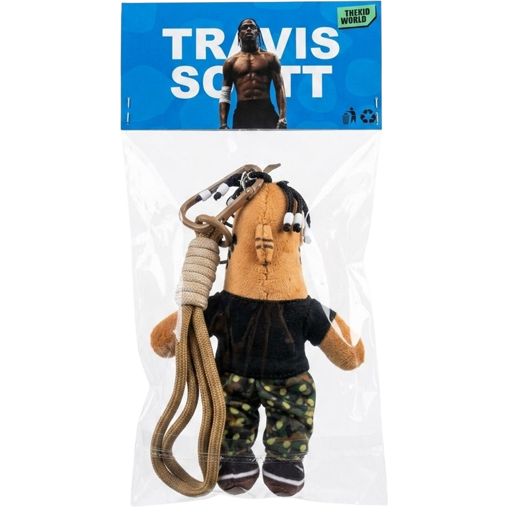 THE CACTUS JACKFIN character plush collectible, tan tactical rope lanyard with coil wrap