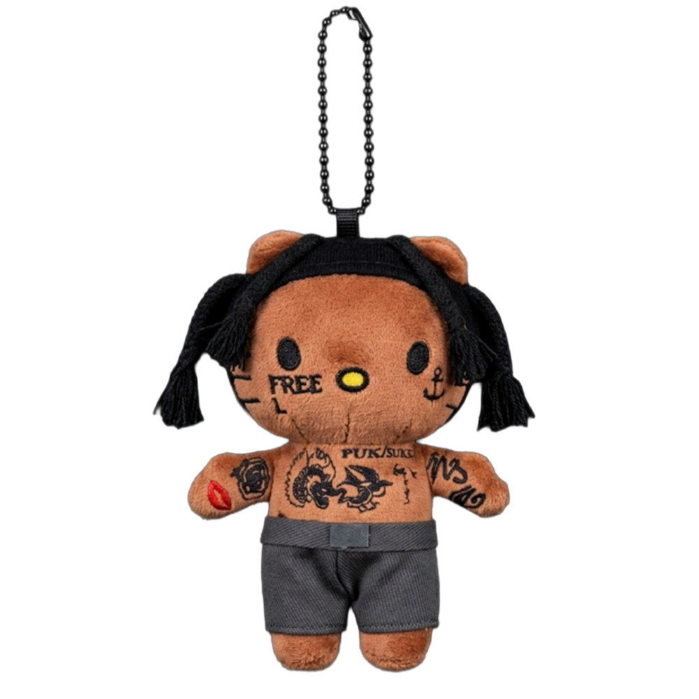 THE CACTUS JACK plush keychain bag charm, embroidered facial detail and miniature streetwear