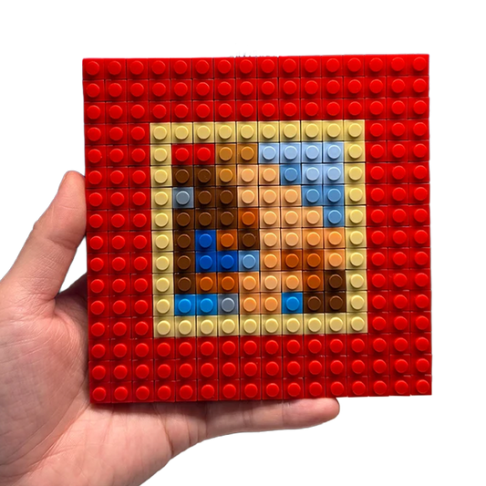 My Beautiful Dark Twisted Fantasy pixel brick album cover, music culture collectible