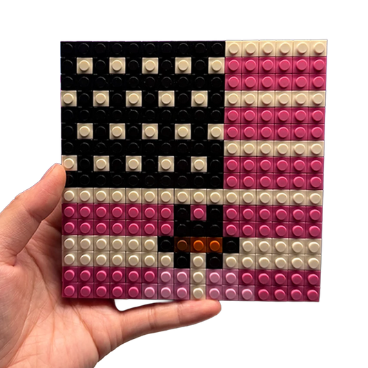 The Pink Tape pixel brick album cover, music culture collectible