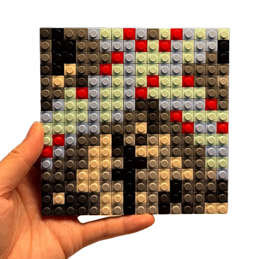 Luv Is Rage 2 pixel brick album cover, music culture collectible
