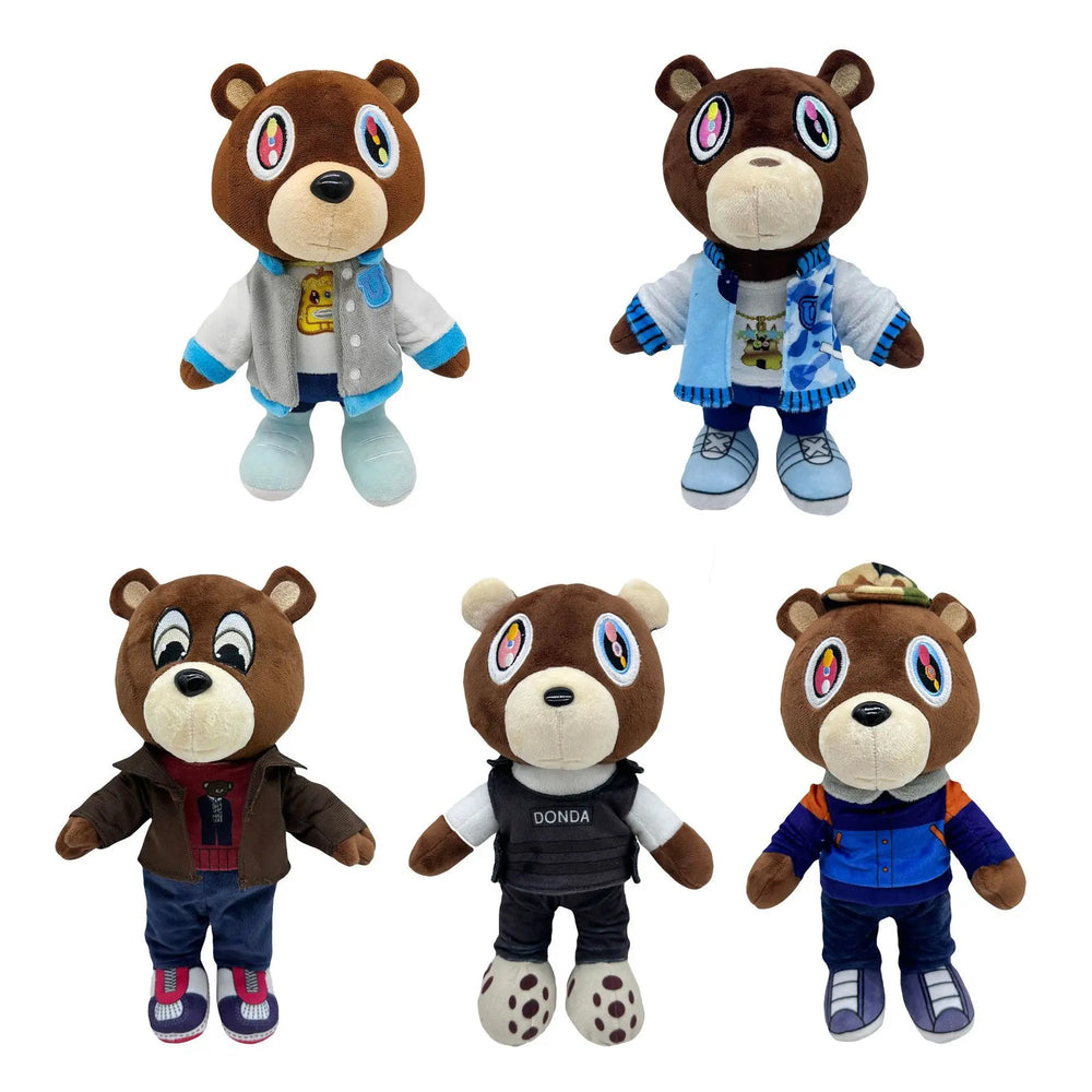 Kanye West track jacket custom icon plushie, 30cm bear in an orange, view 2