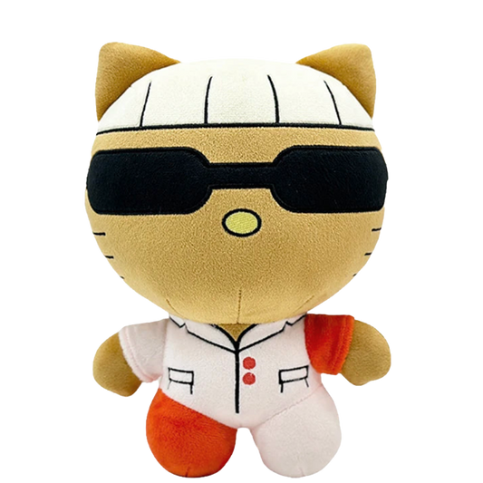 THE IGOR rapper plush collectible — hip-hop soft sculpture figure in off-white suit with red asymmetrical accents and matte-black eyewear