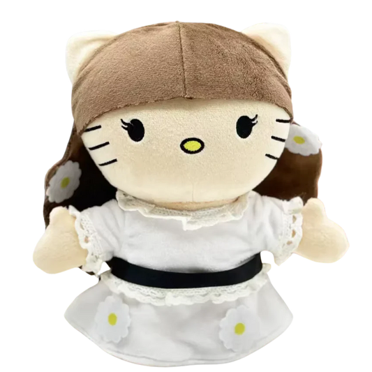 THE CHERRY COLA pop plush collectible — soft sculpture figure in white vintage lace dress with daisy-petal floral hair