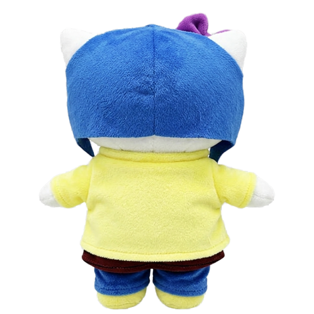 THE BUTTONS plush collectible, royal-blue hair with purple dragonfly clip and striped top, cult cinema icon display figure