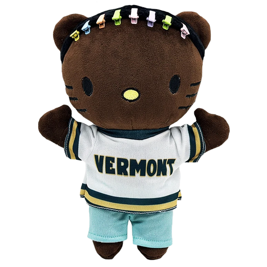 Drake Vermont custom icon plushie in a white VERMONT jersey with beaded braids