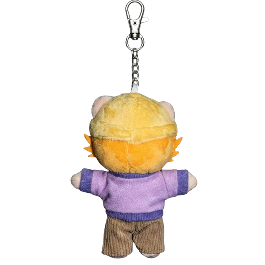 THE DREW plush keychain bag charm, signature headwear and metal clasp hardware