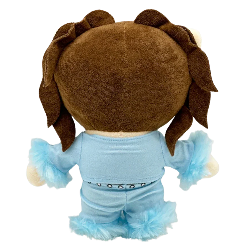 THE KALI VENUS R&B plush collectible, music soft sculpture showing wavy brunette hair, signature lashes and focal beauty mark
