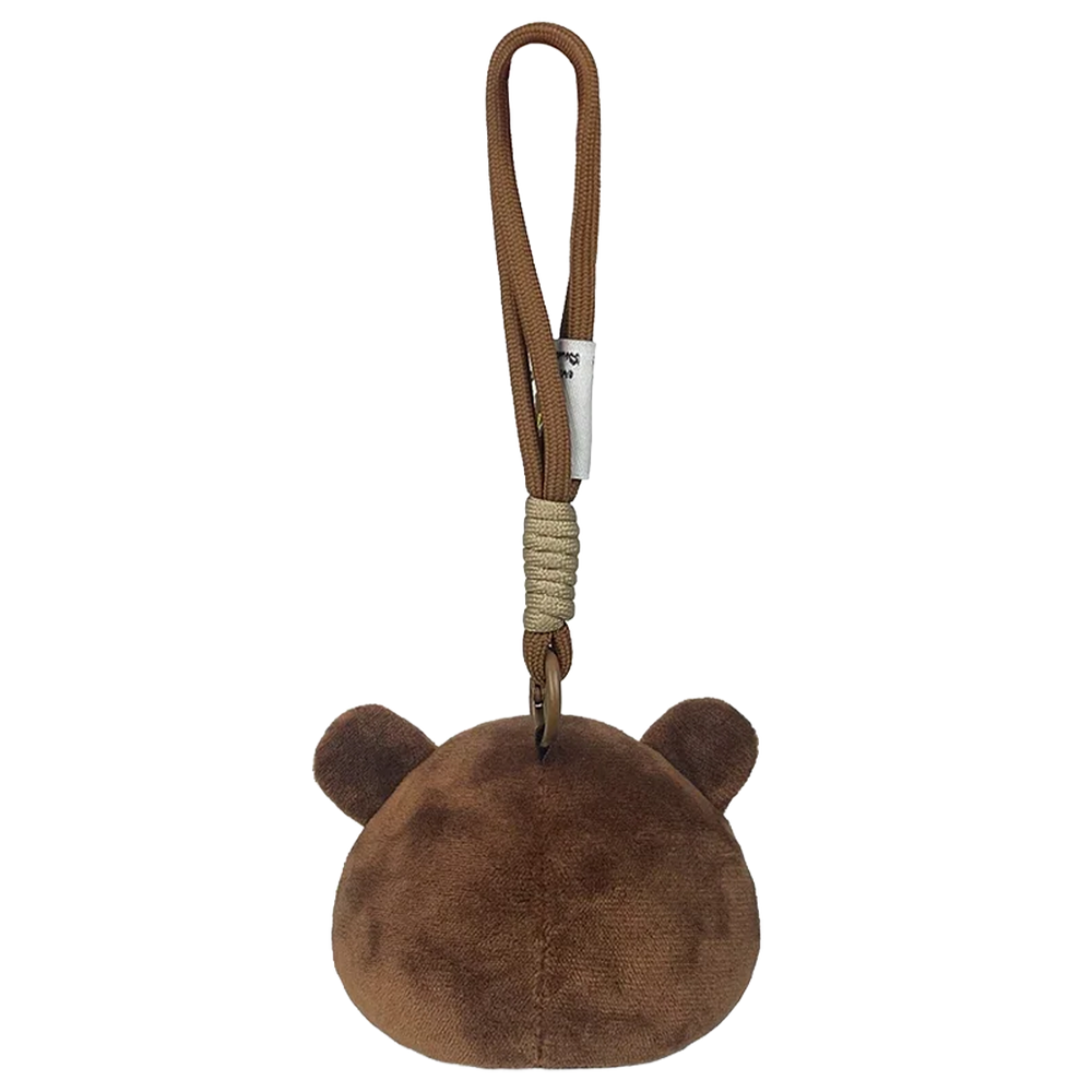 THE DROPOUT BEAR HEAD bear plush collectible, tan tactical rope lanyard with coil wrap