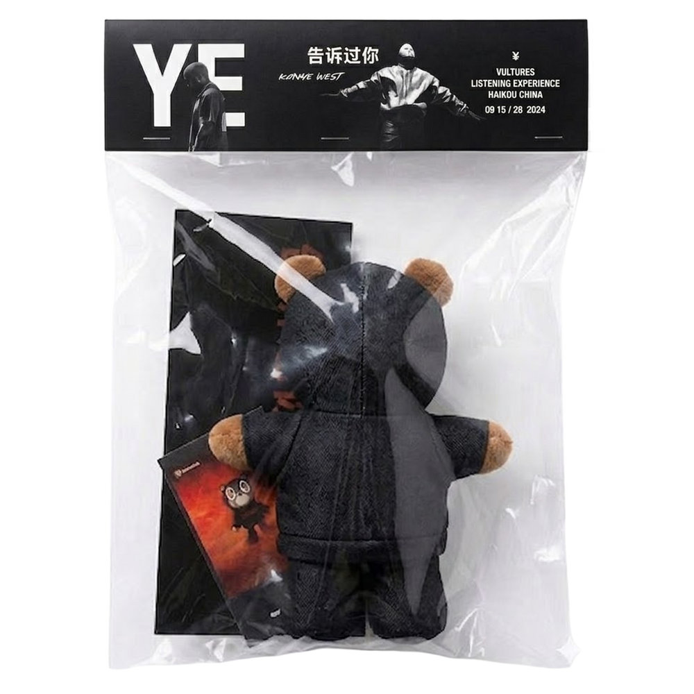 THE VULTURES BEAR bear plush collectible, matte black carabiner attachment