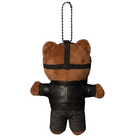 THE YE plush keychain bag charm, signature headwear and metal clasp hardware