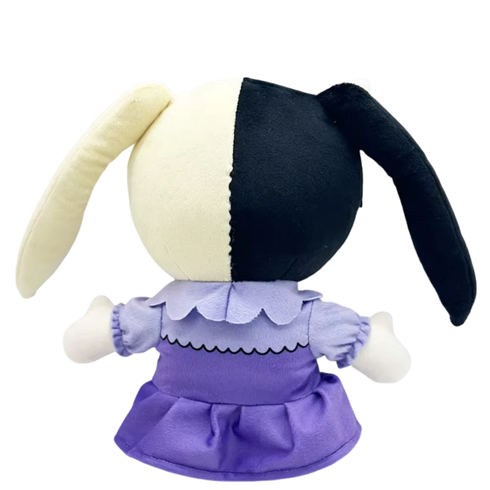 THE CRY BABY pop plush collectible, soft sculpture showing split-tone blonde-black pigtails and downturned cry-eye mapping