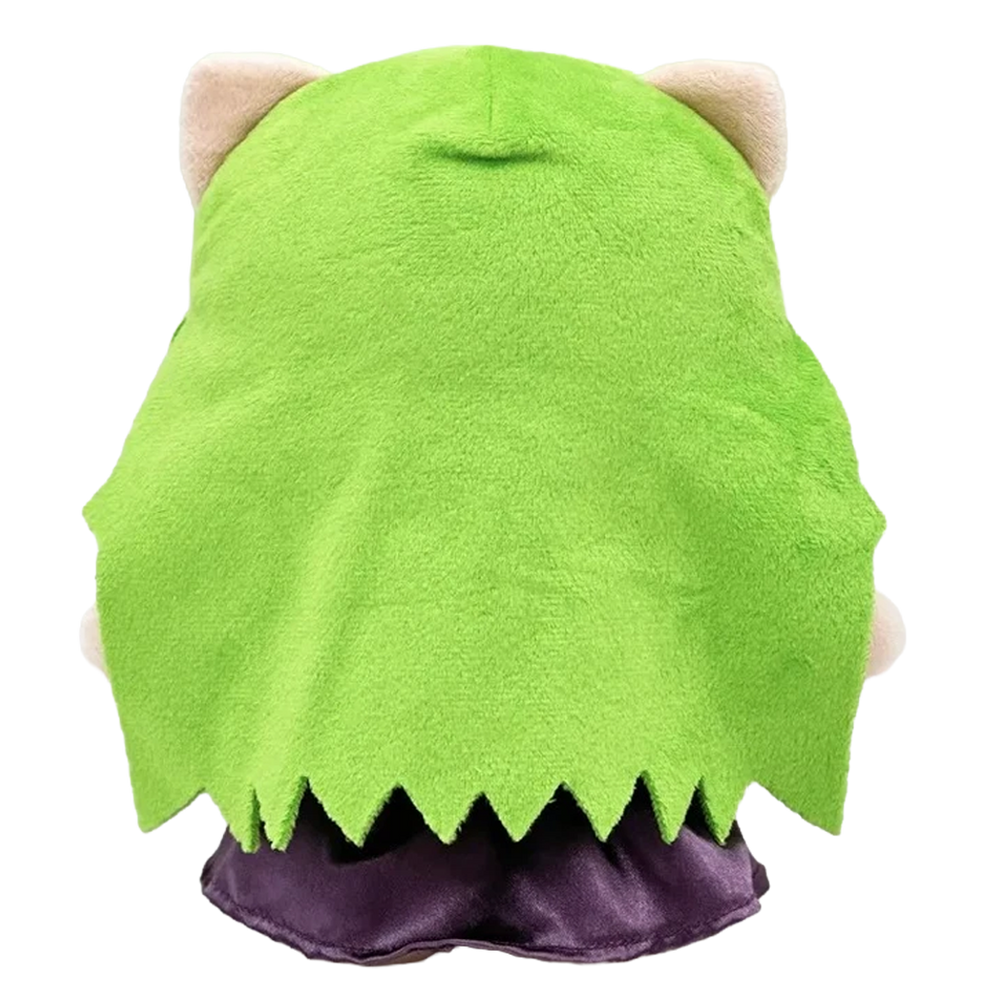 THE CREATURE pop plush collectible, quad-eye facial mapping and moss-green jagged-cut hair, pop icon display figure