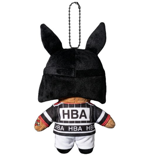 THE VAMP CARTI plush keychain bag charm, signature headwear and metal clasp hardware
