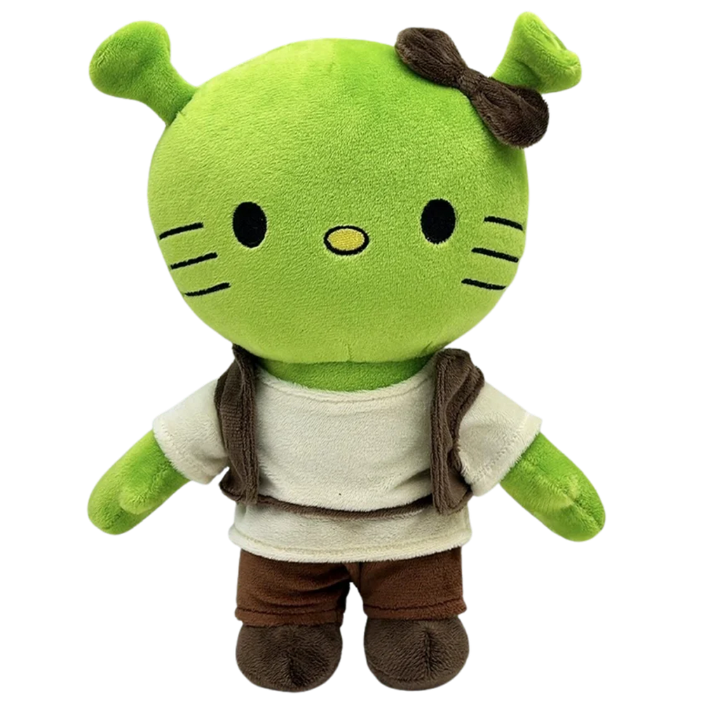 THE SWAMP character plush collectible, lime-green soft sculpture figure with trumpet-shaped ears and whisker mapping