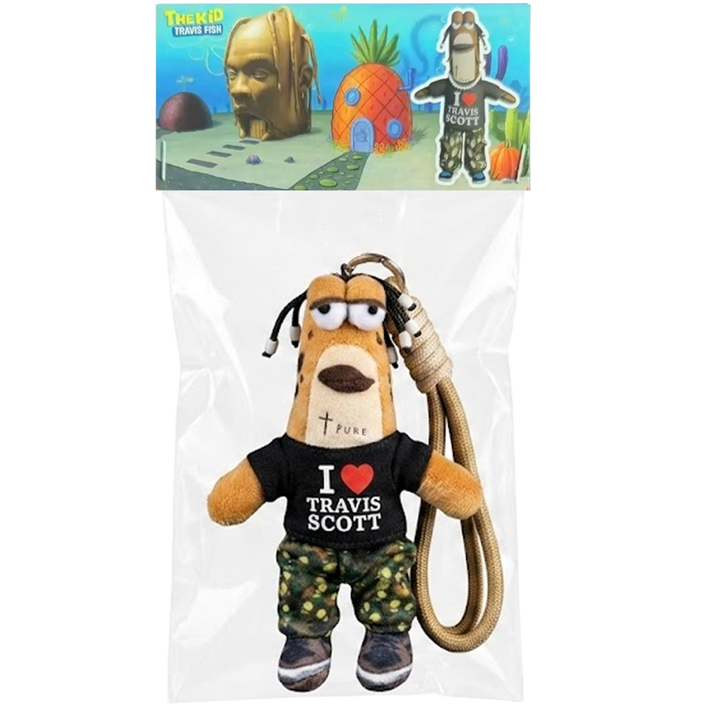 THE CACTUS JACKFIN character plush collectible, Cuban-link chain and silver lobster clasp