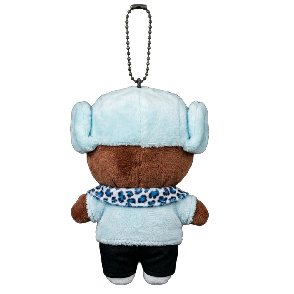 THE CREATOR plush keychain bag charm, signature headwear and metal clasp hardware