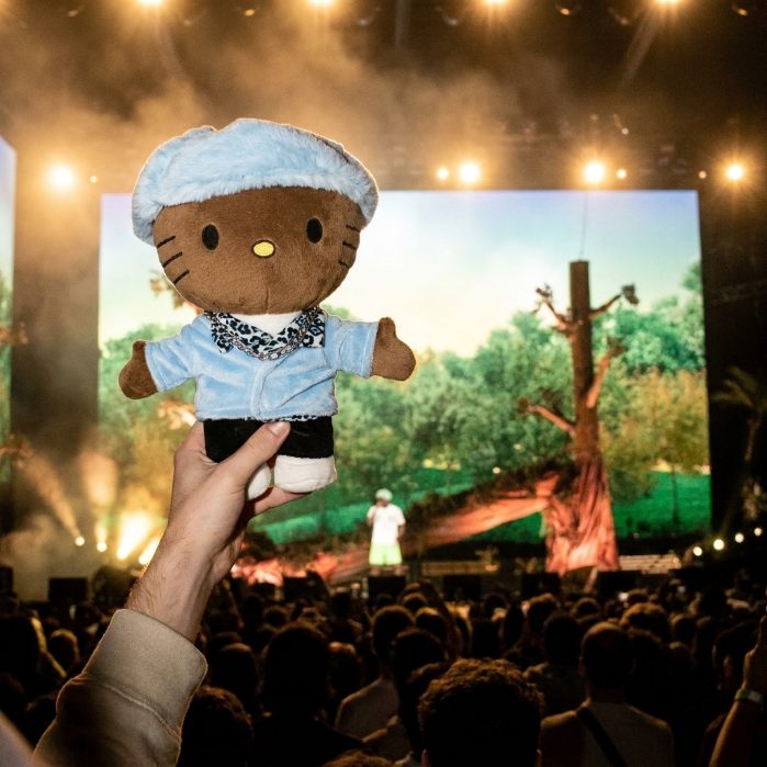 A plush raised in a concert crowd