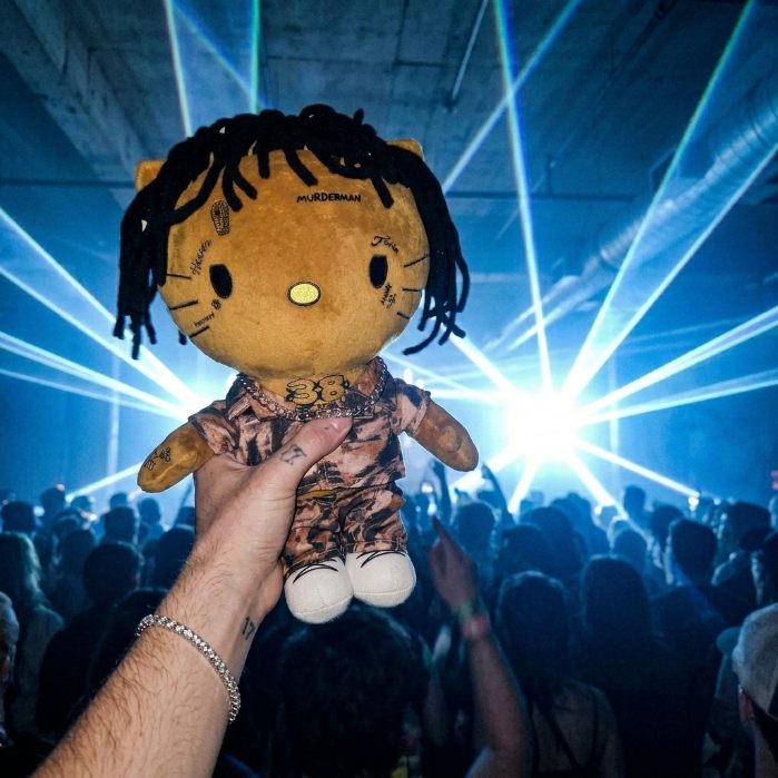 A plush raised in a concert crowd